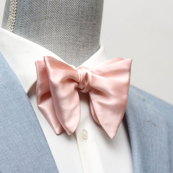 Men's Self tied Bow Tie Big‎ Butterfly Bow tie S608 Silver peach - Picture 5 of 16